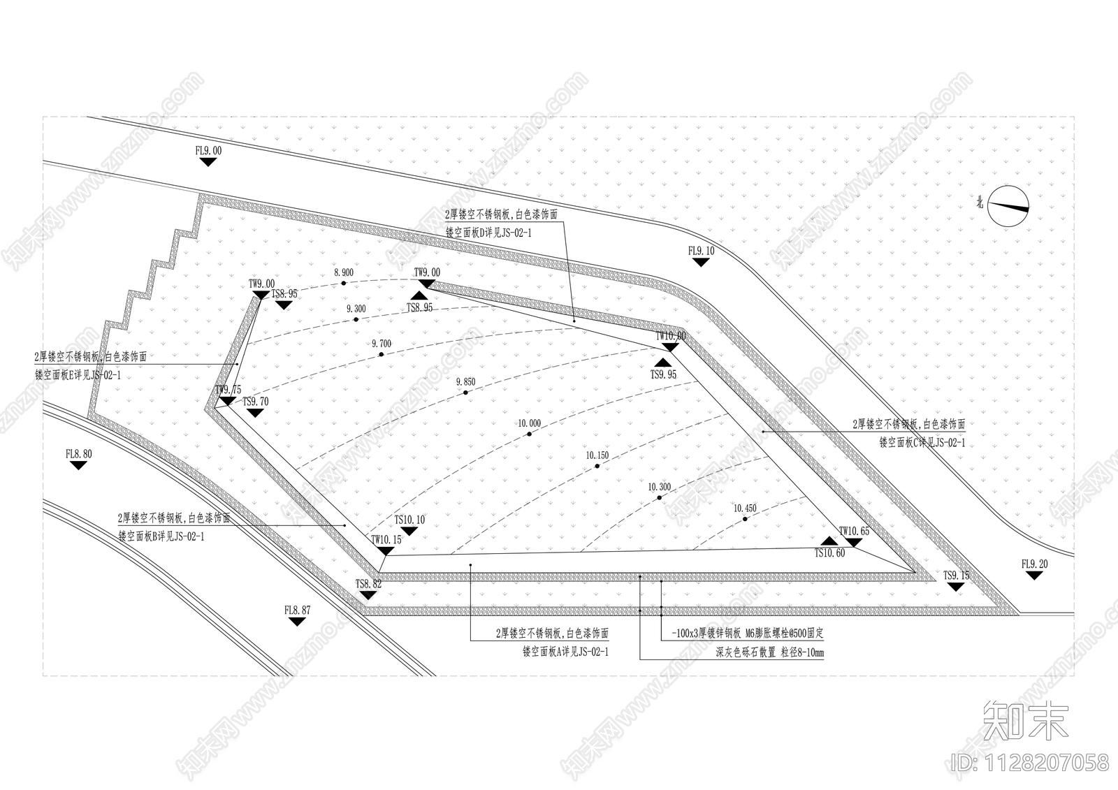镂空钢板异型种植池cad施工图下载【ID:1128207058】