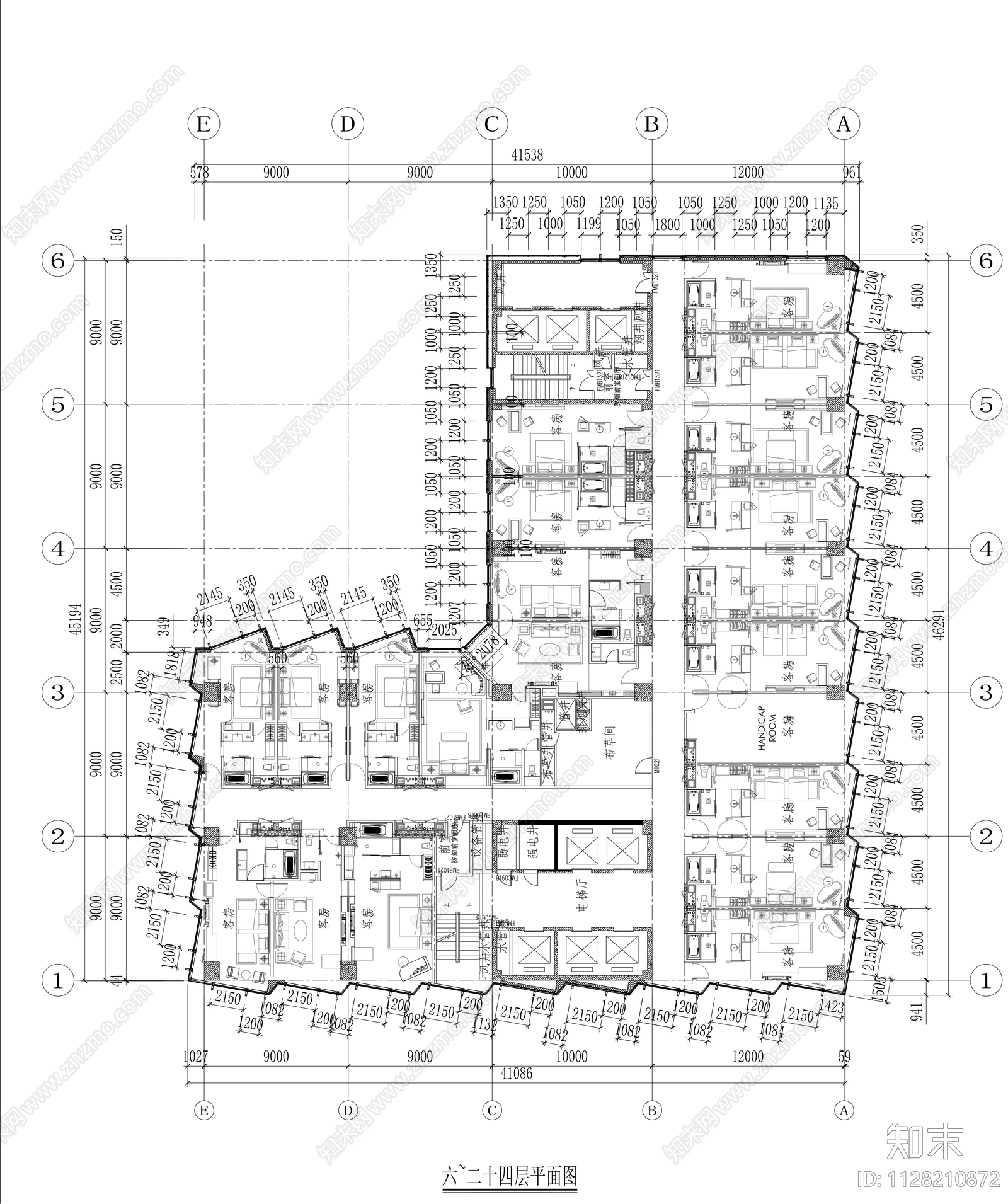 117米万达星级酒店施工图下载【ID:1128210872】