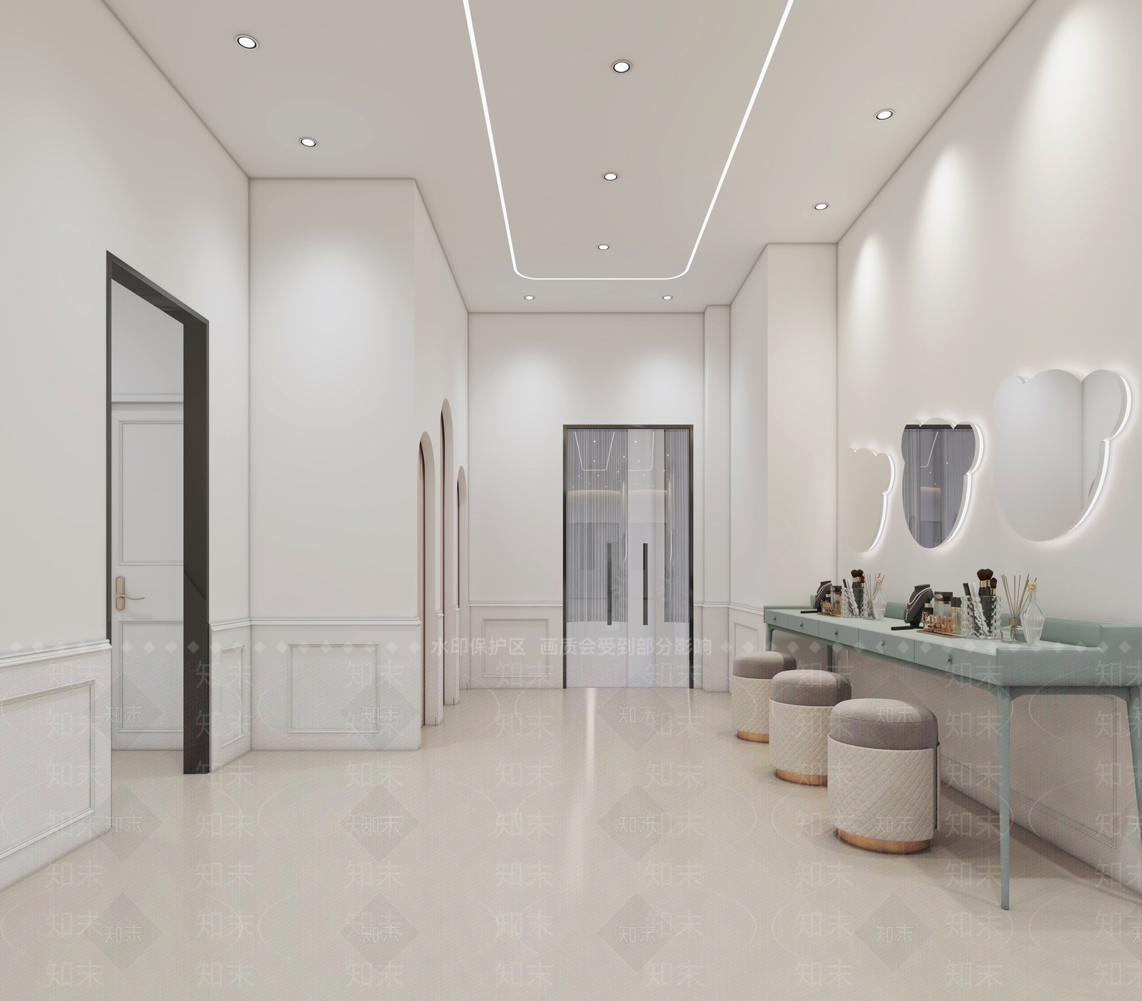 现代美容院化妆区3D模型下载【ID:1128222154】