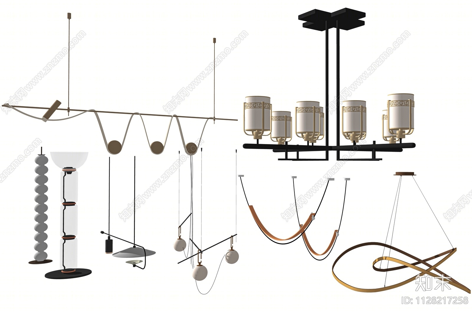 现代吊灯SU模型下载【ID:1128217258】