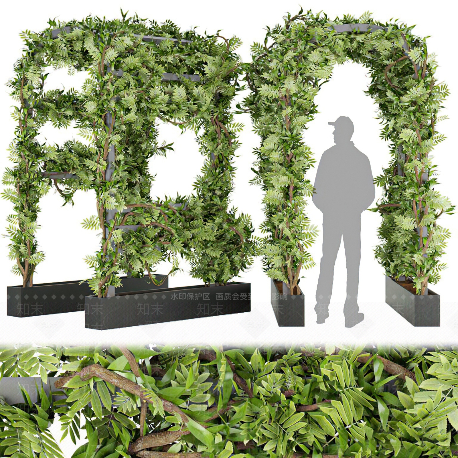 绿植藤蔓廊架花架SU模型下载【ID:1128217339】
