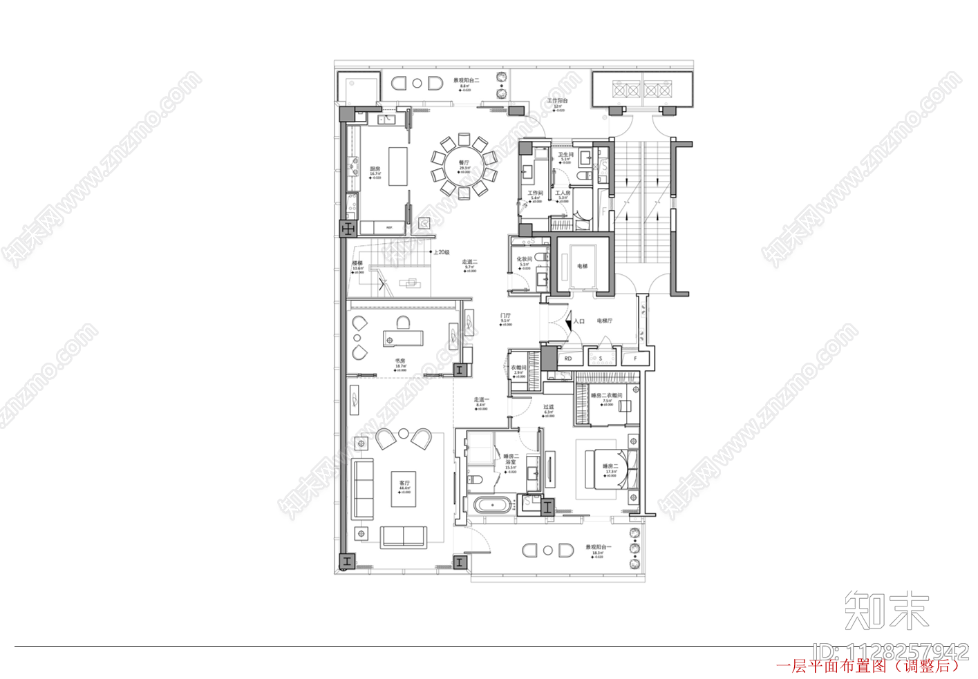 轻奢别墅cad施工图下载【ID:1128257942】