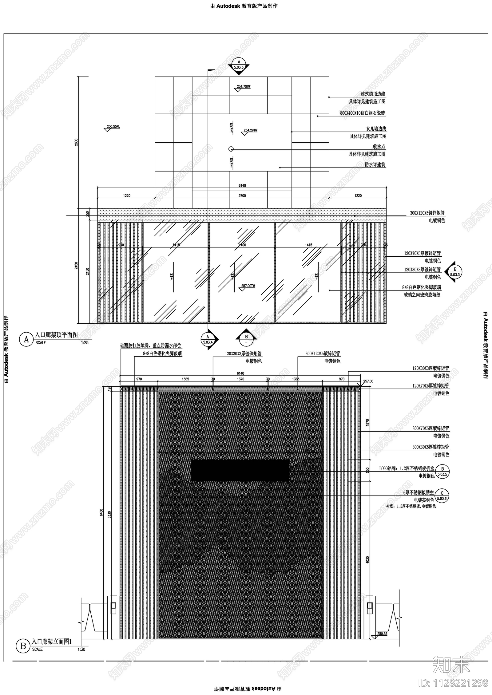 新古典入口大门cad施工图下载【ID:1128221298】