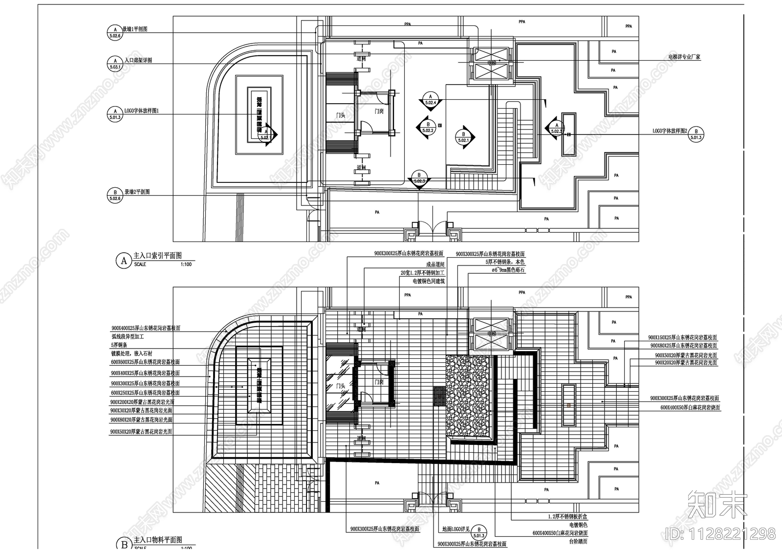 新古典入口大门cad施工图下载【ID:1128221298】