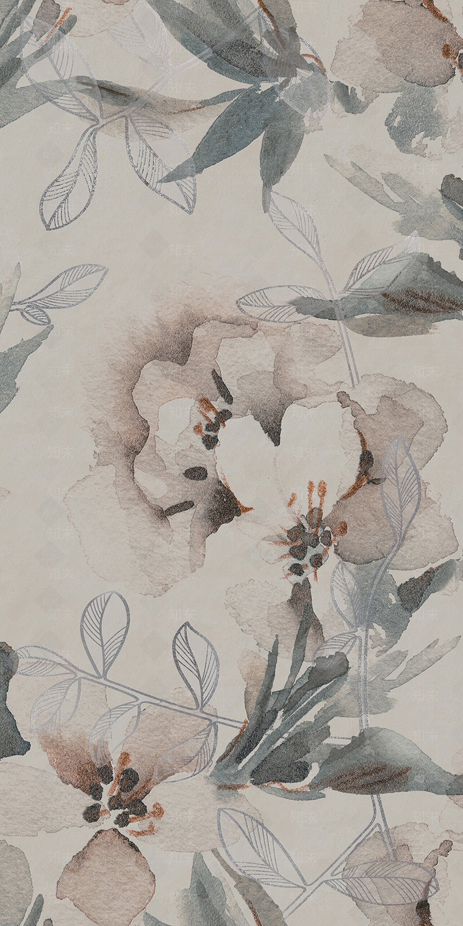 中式山水画壁纸隔断屏风壁画贴图下载【ID:1128221951】