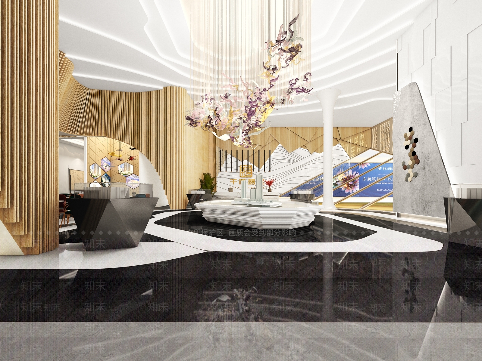 现代售楼处大厅沙盘区3D模型下载【ID:1128224348】