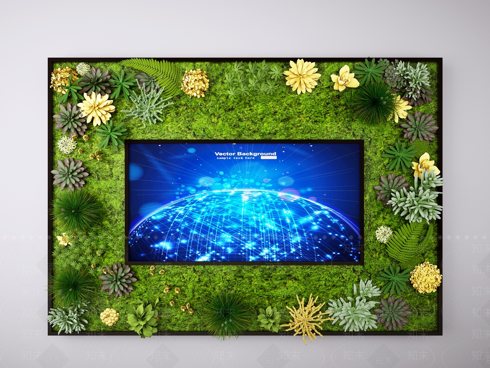 植物墙3D模型下载【ID:1128243101】