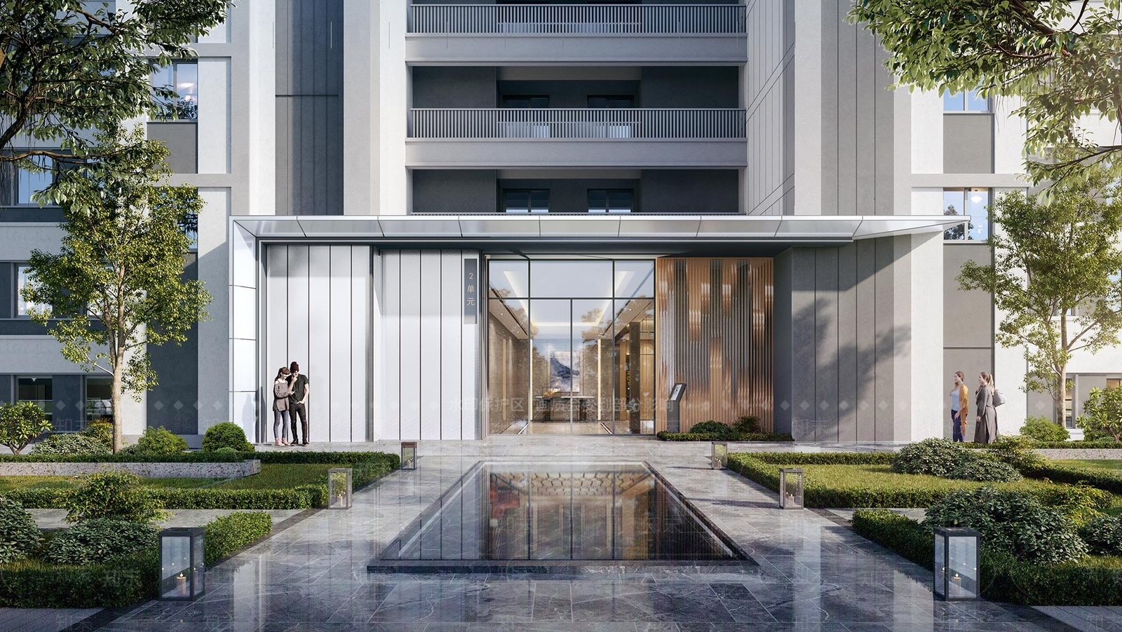 现代风格单元入户大门SU模型下载【ID:1128234358】