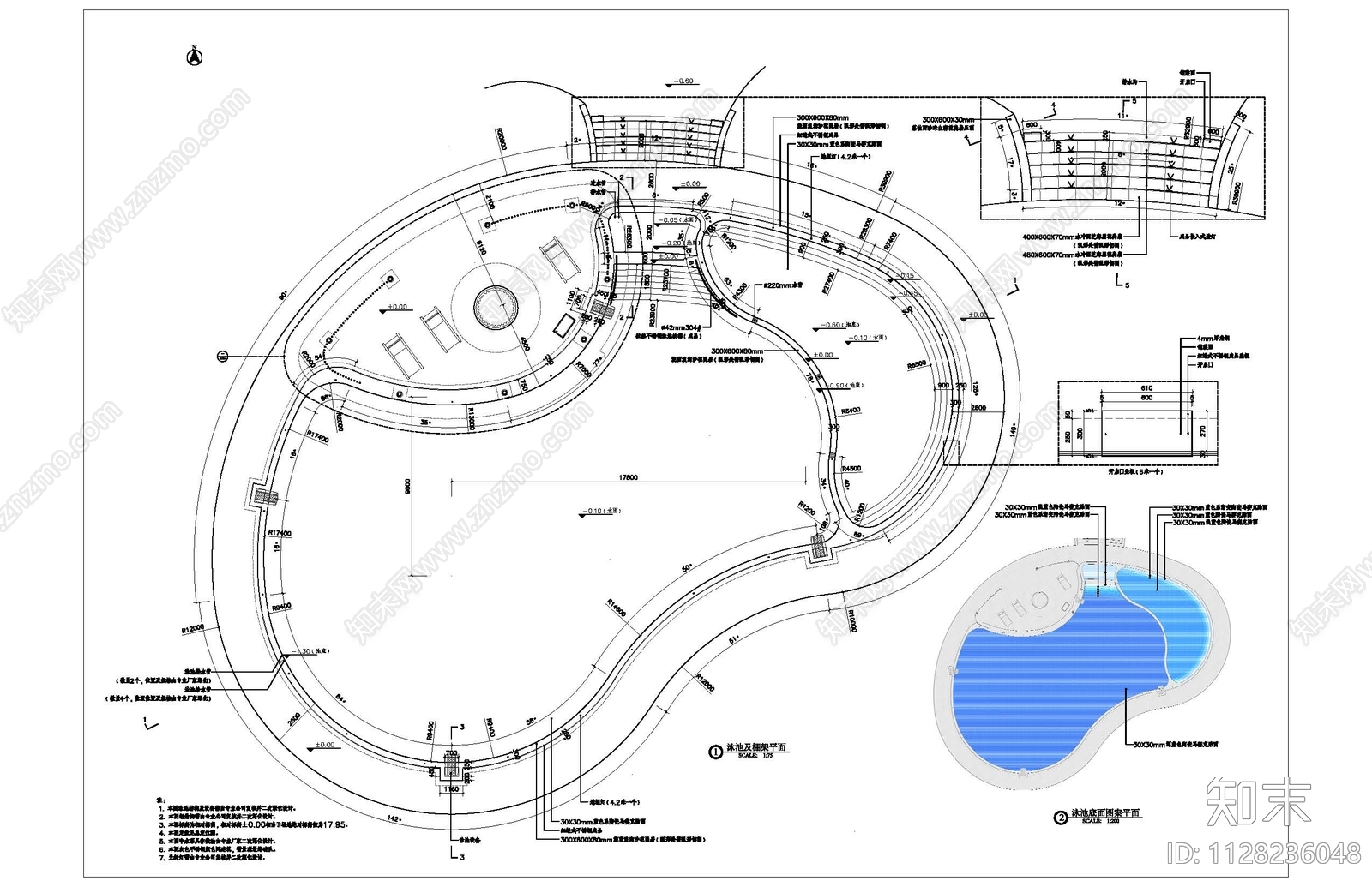 泳池及棚架施工图下载【ID:1128236048】