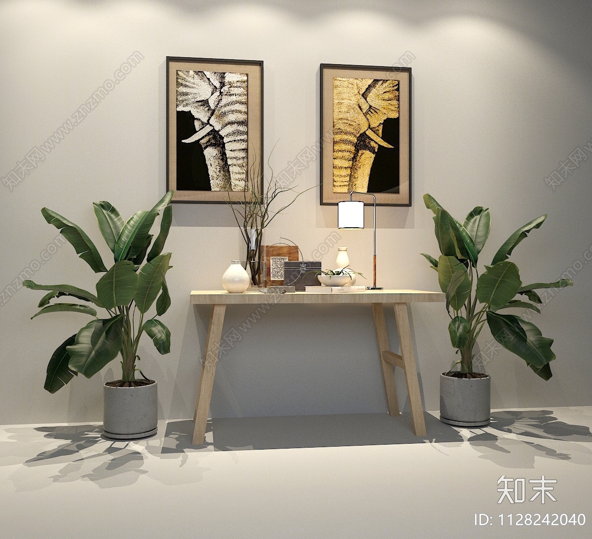 现代端景条案3D模型下载【ID:1128242040】