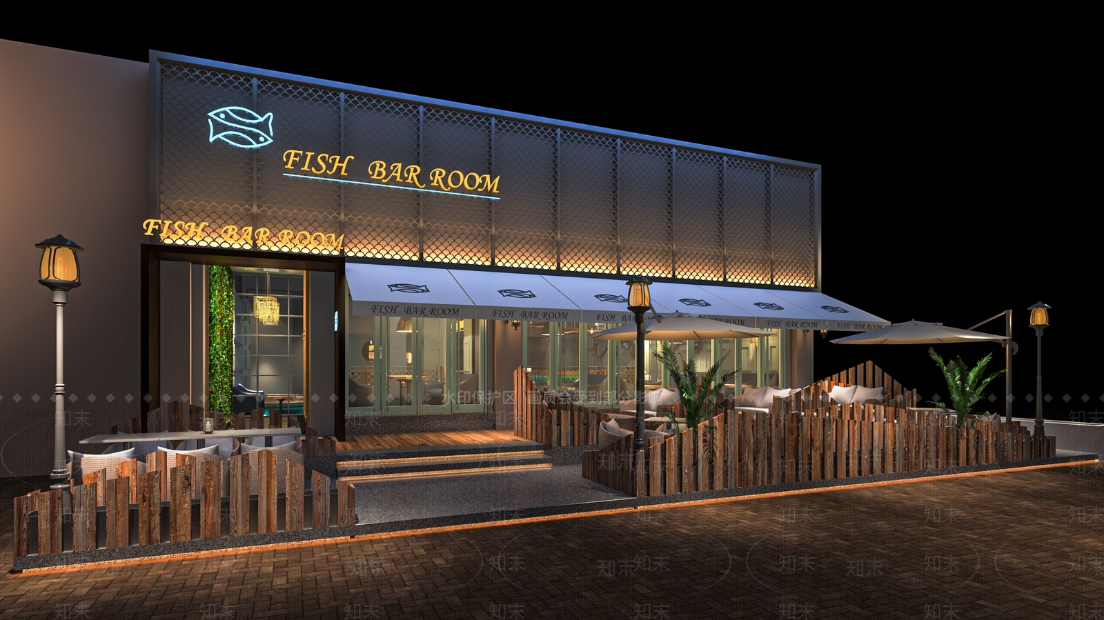 工业风酒吧清吧门头门面SU模型下载【ID:1128238569】