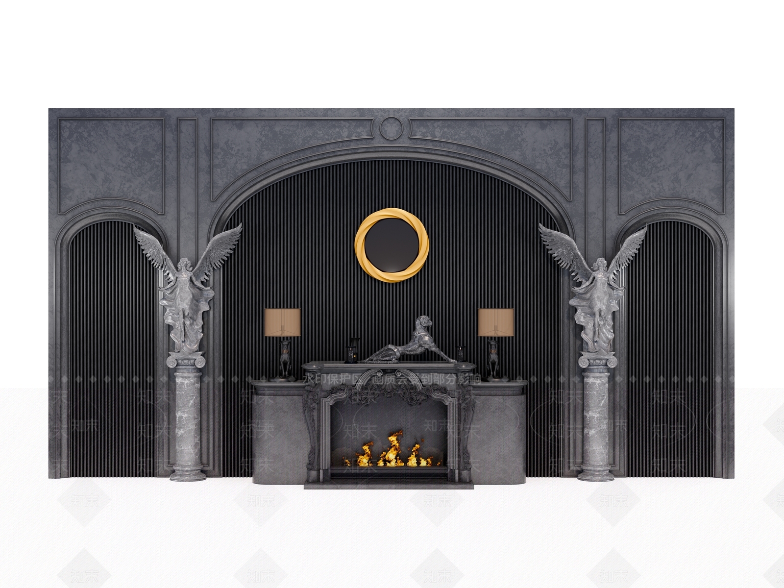 欧式古典室内壁炉SU模型下载【ID:1128239677】