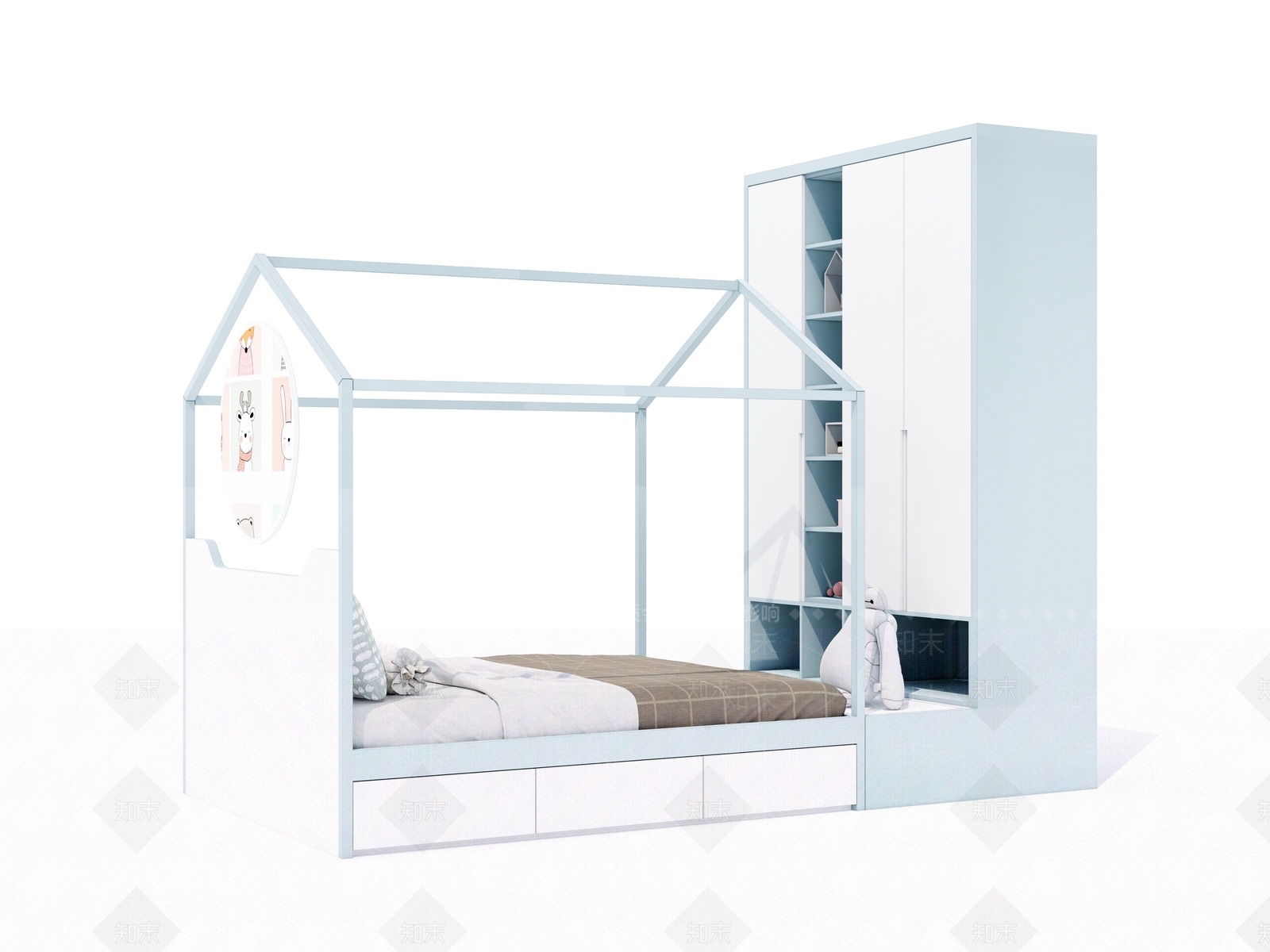 现代简约儿童床SU模型下载【ID:1128240134】