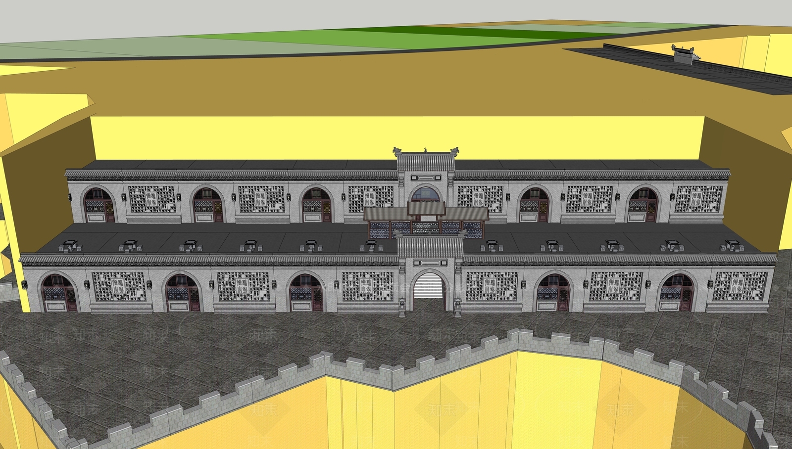 中式古建筑SU模型下载【ID:1128247176】