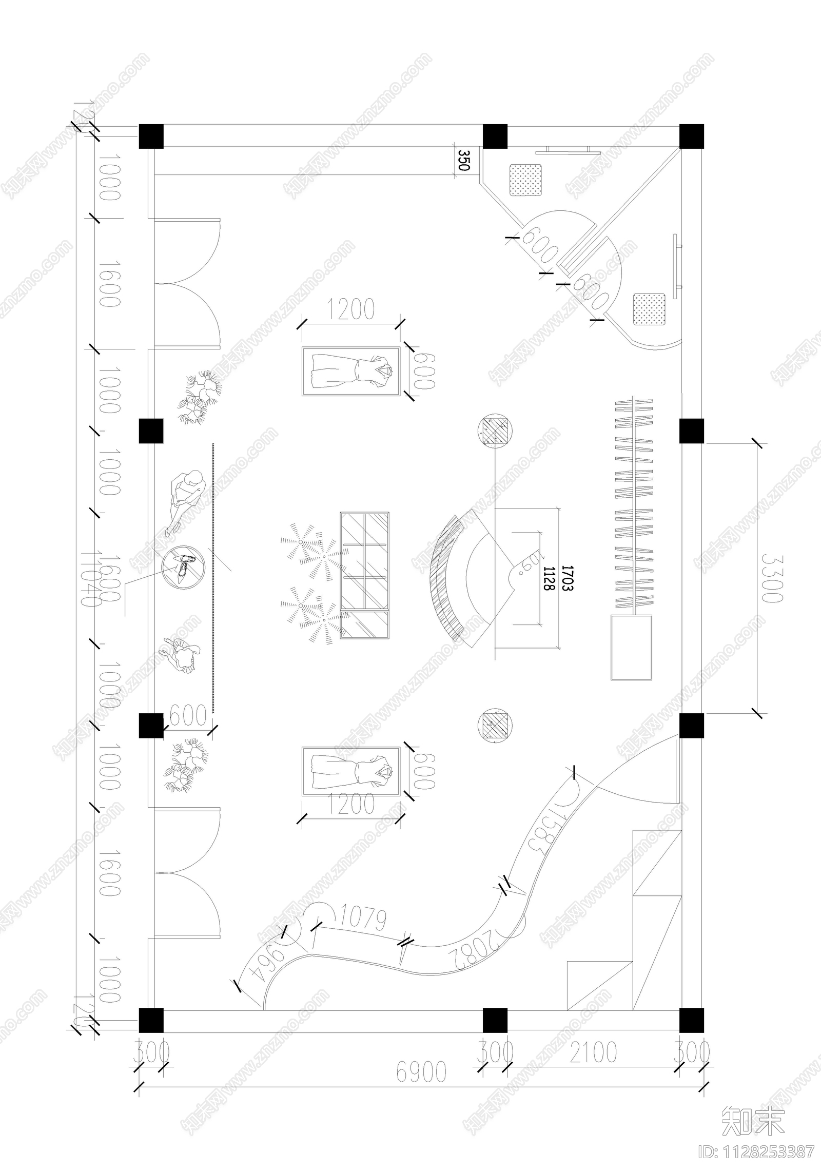 瑞丽女装店cad施工图下载【ID:1128253387】