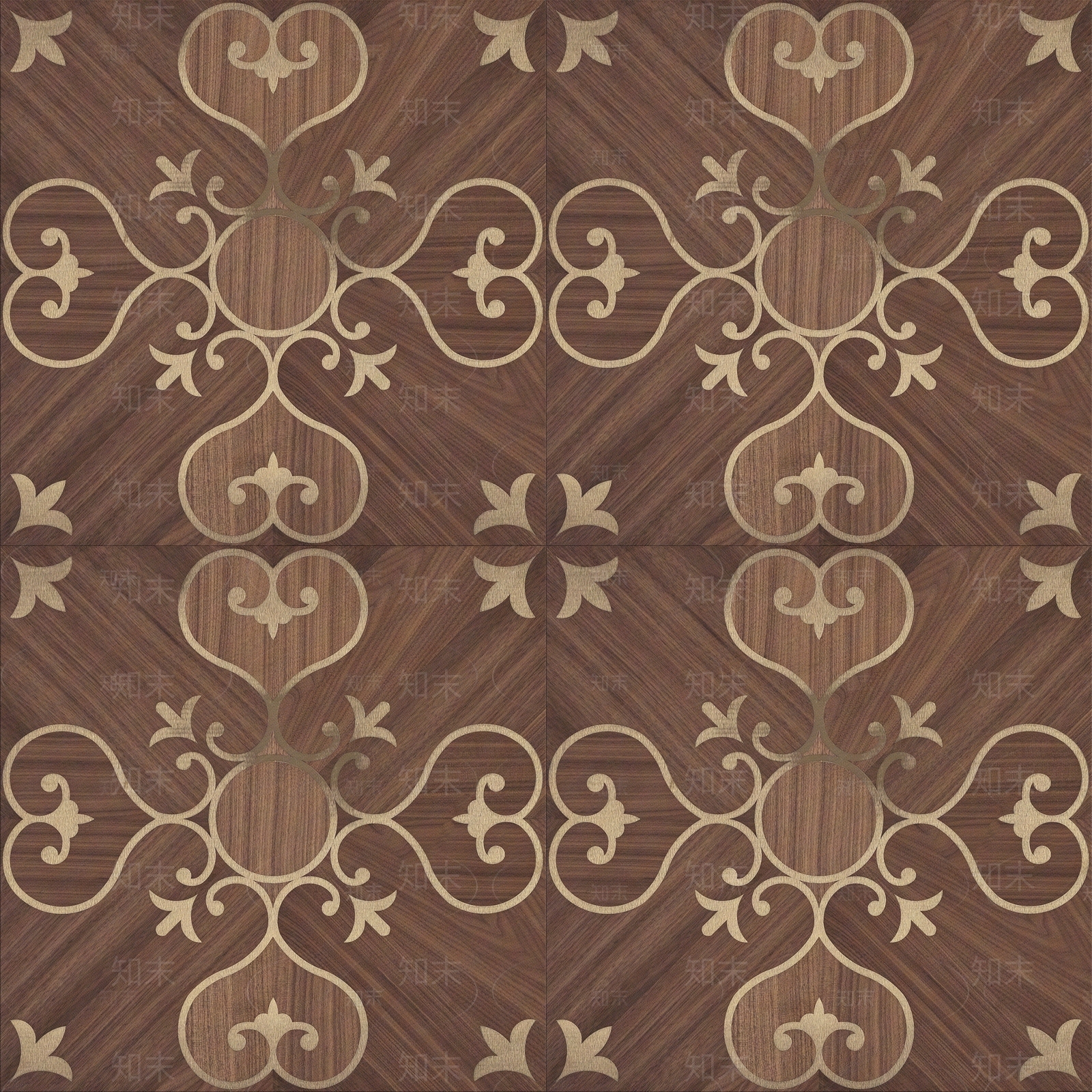 中式金纹复古拼花地板贴图下载【ID:1128253798】