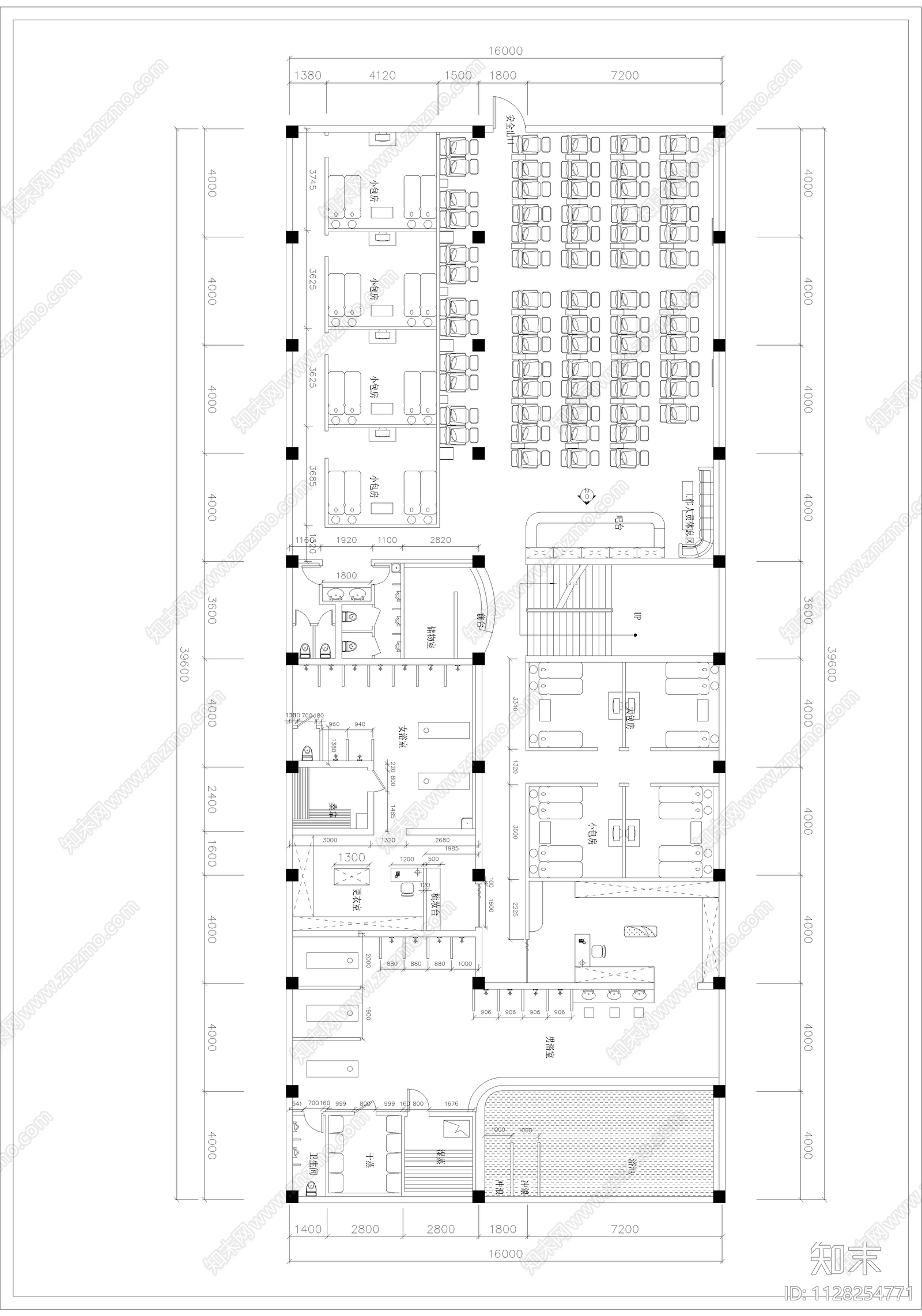 休闲会所室内cad施工图下载【ID:1128254771】