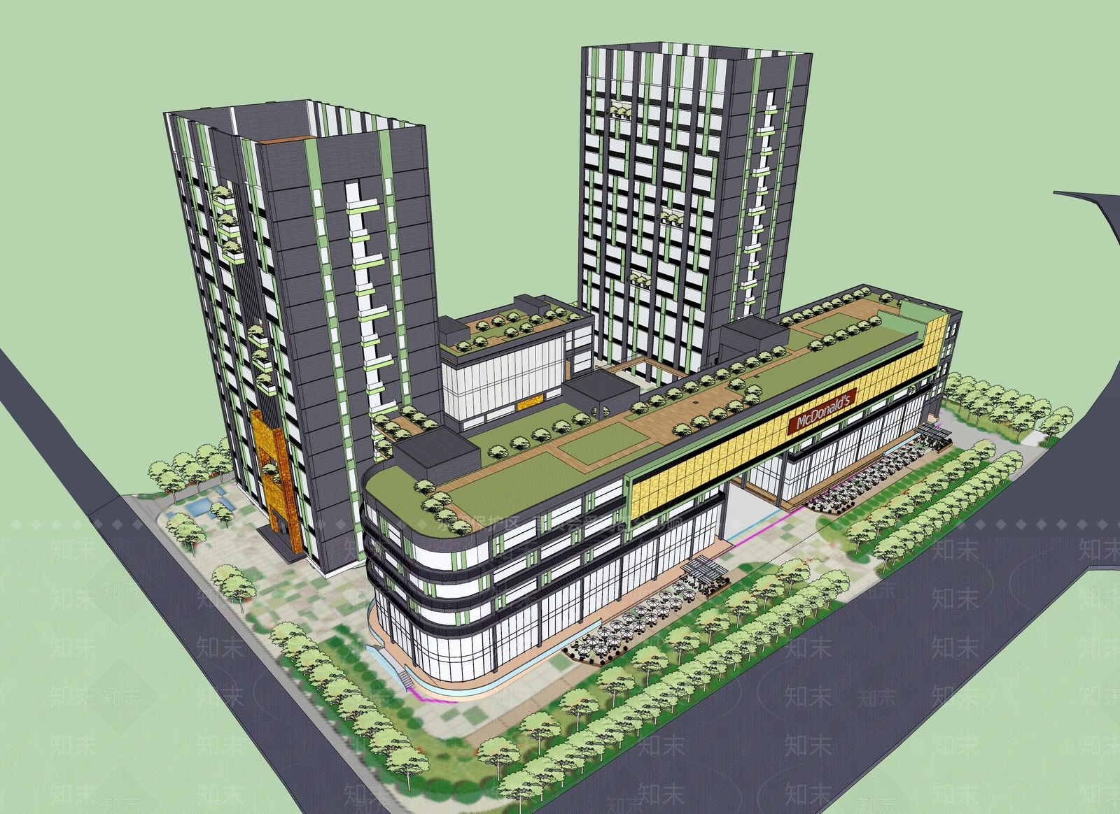 现代酒店建筑SU模型下载【ID:1128256692】