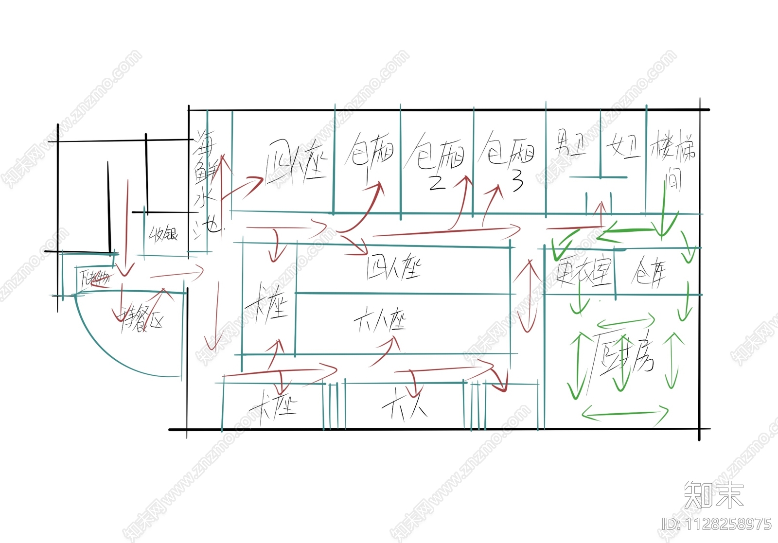 餐饮空间cad施工图下载【ID:1128258975】