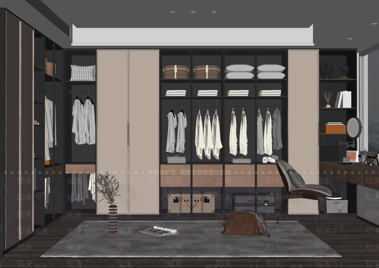 现代衣帽间SU模型下载【ID:1128260845】