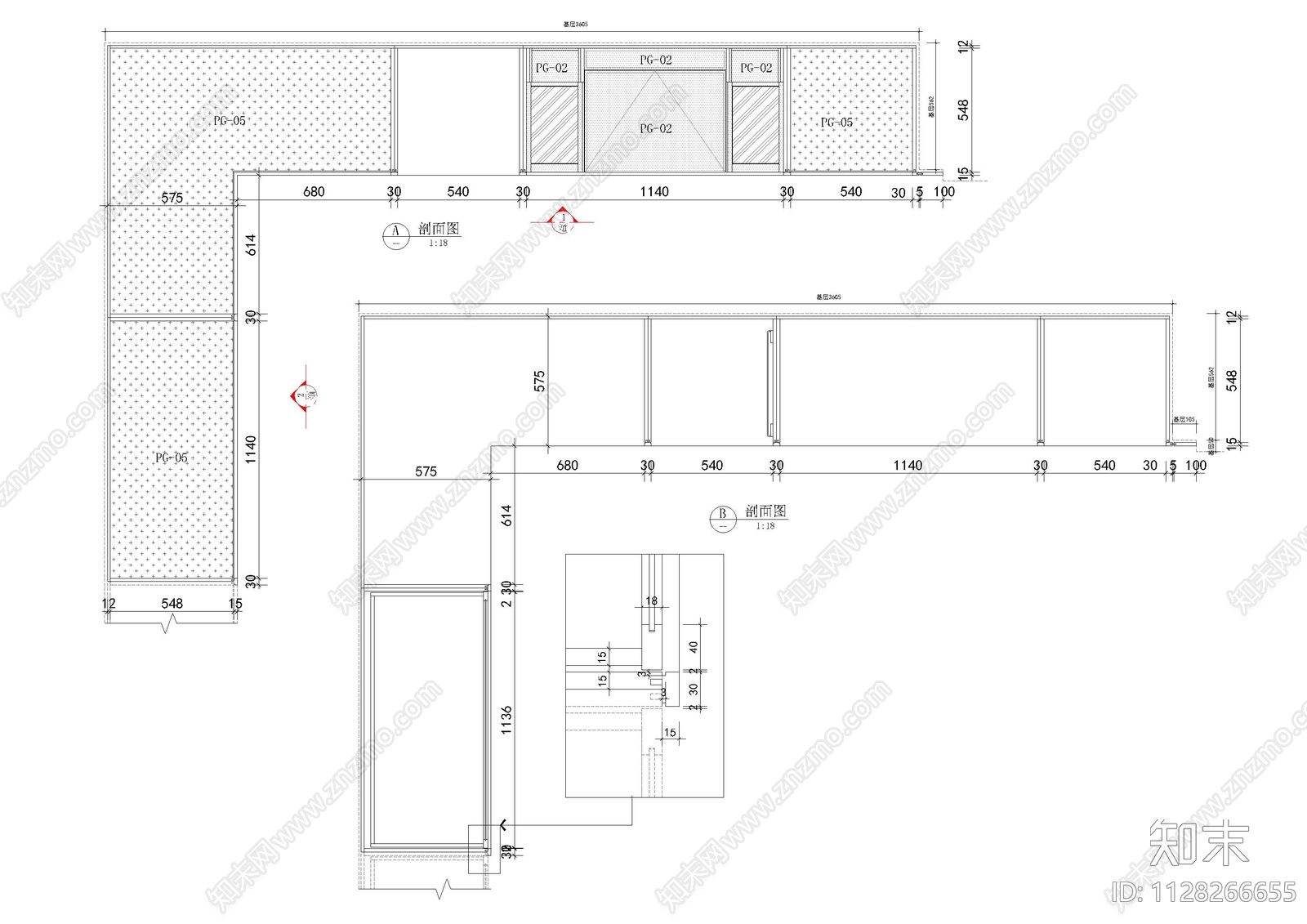 展厅柜体深化图纸cad施工图下载【ID:1128266655】