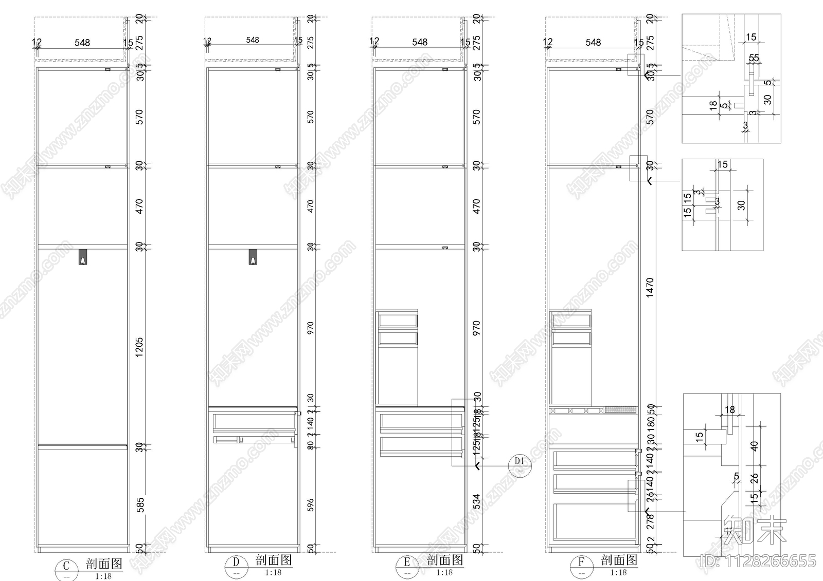 展厅柜体深化图纸cad施工图下载【ID:1128266655】