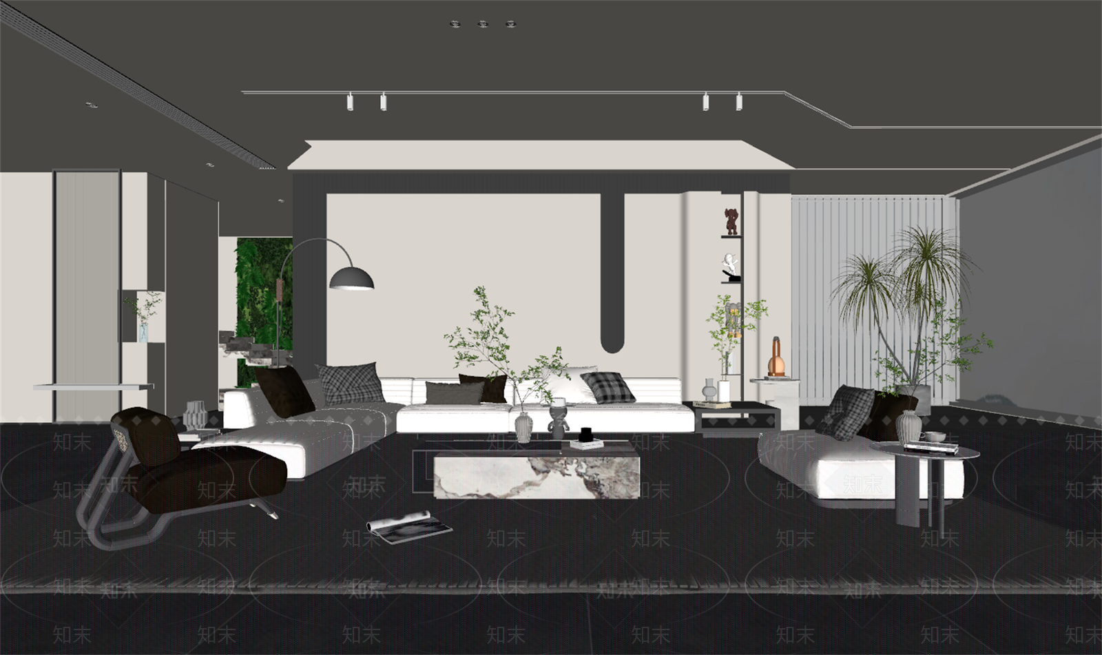 现代客厅SU模型下载【ID:1128268812】