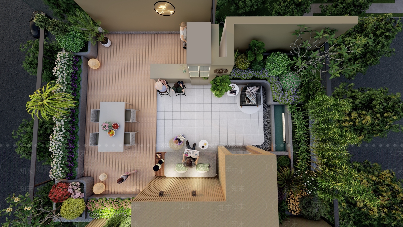 现代屋顶花园SU模型下载【ID:1128270541】