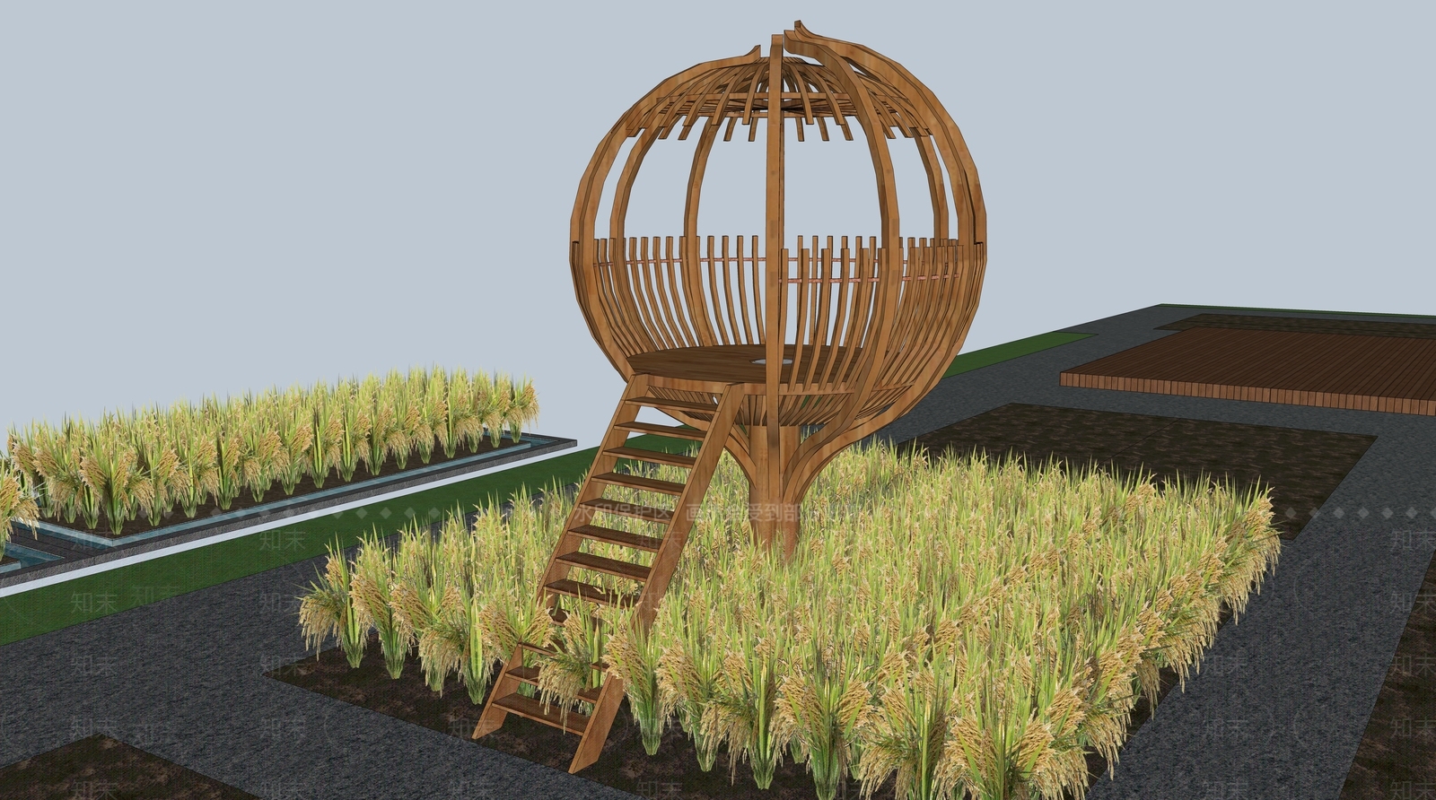 现代稻草人物动物雕塑SU模型下载【ID:1128270736】