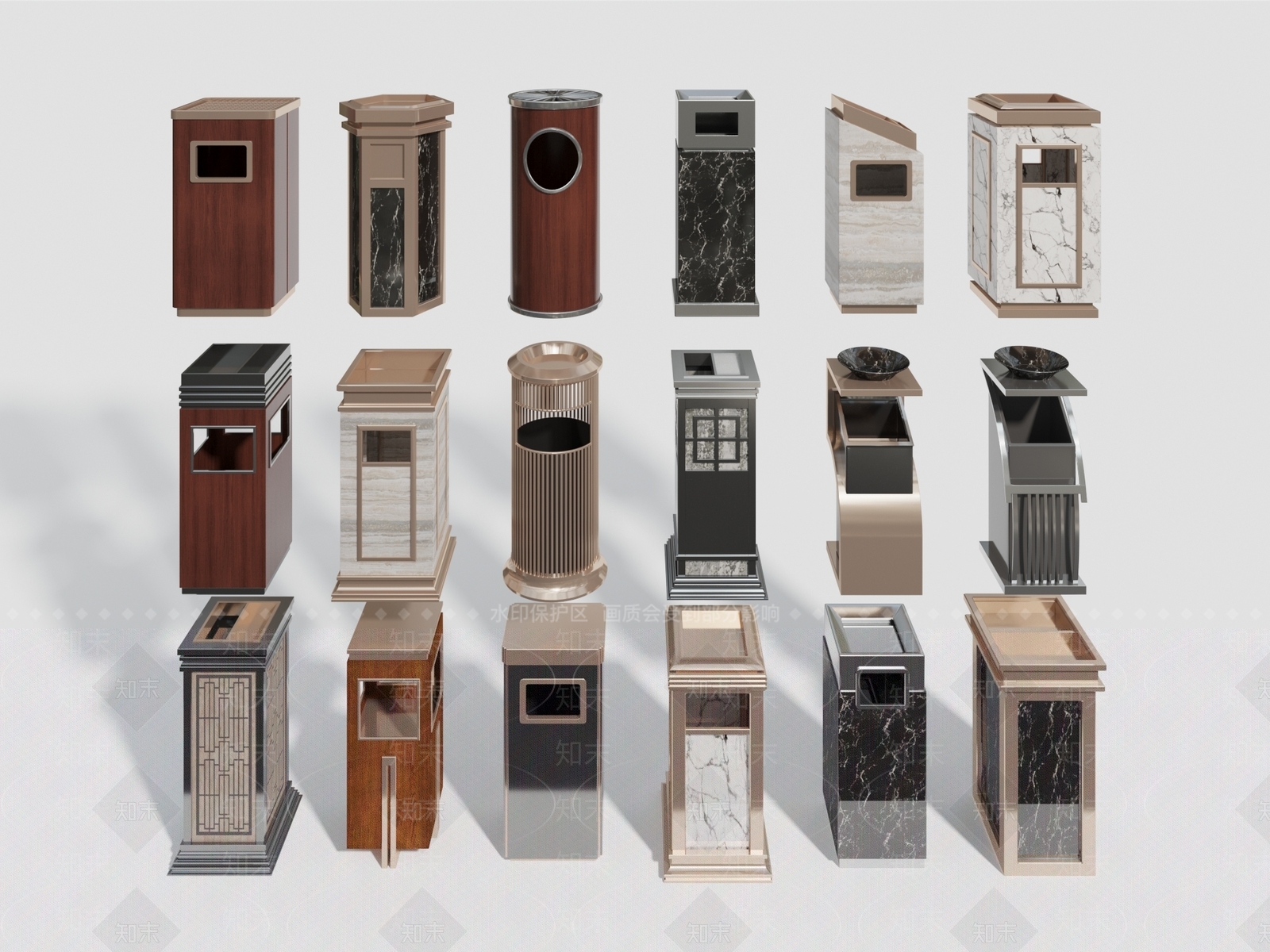 现代公共垃圾桶SU模型下载【ID:1128271220】