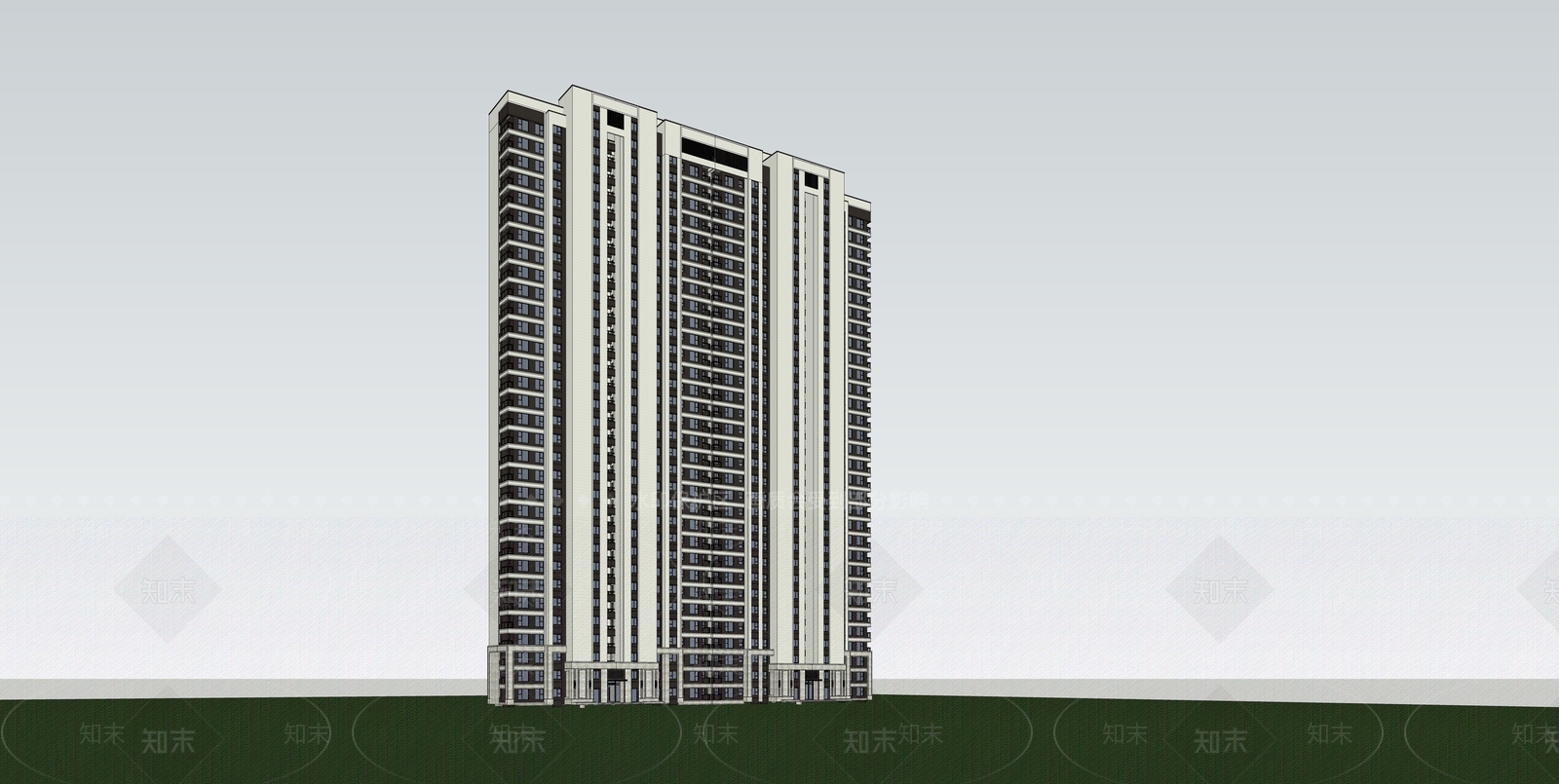 现代简约高层住宅SU模型下载【ID:1128284259】