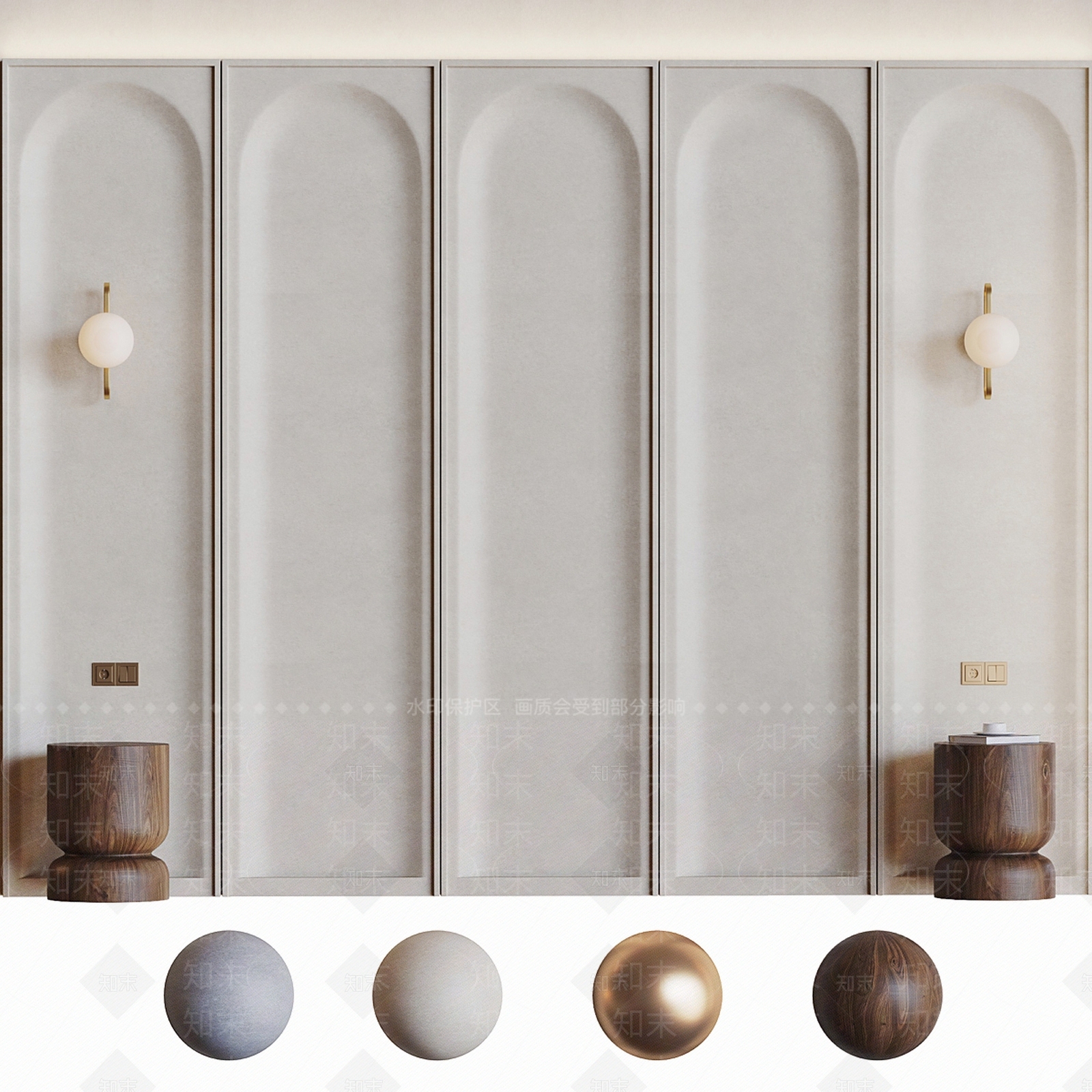 侘寂卧室背景墙3D模型下载【ID:1128286745】