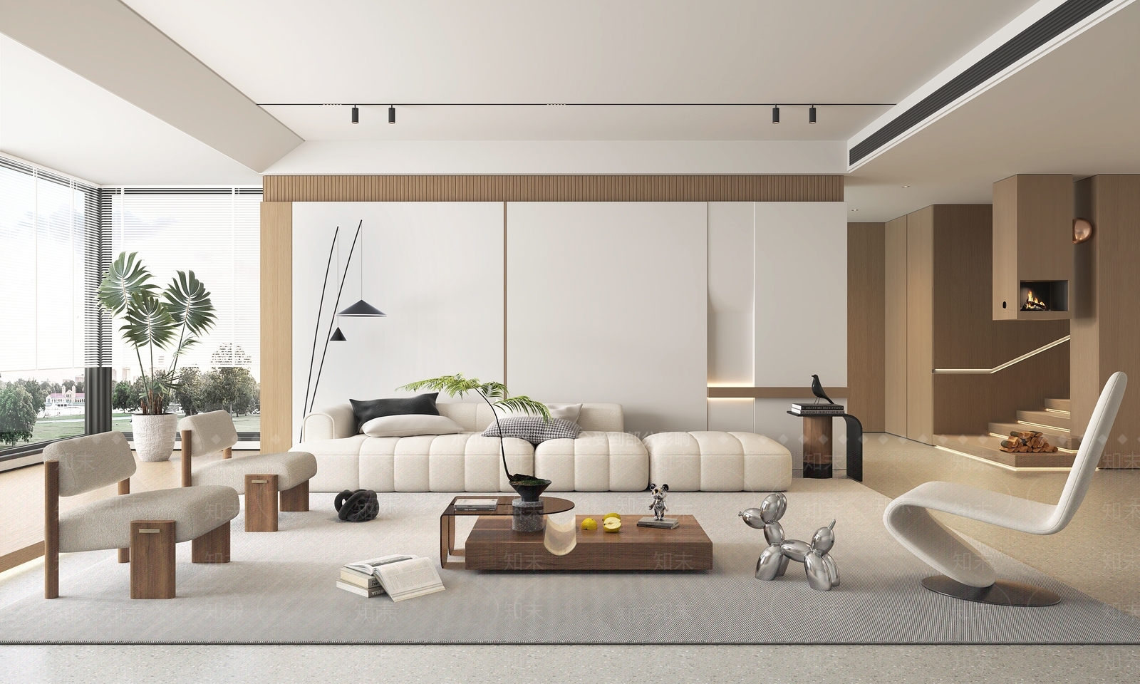 现代别墅客厅SU模型下载【ID:1128289239】