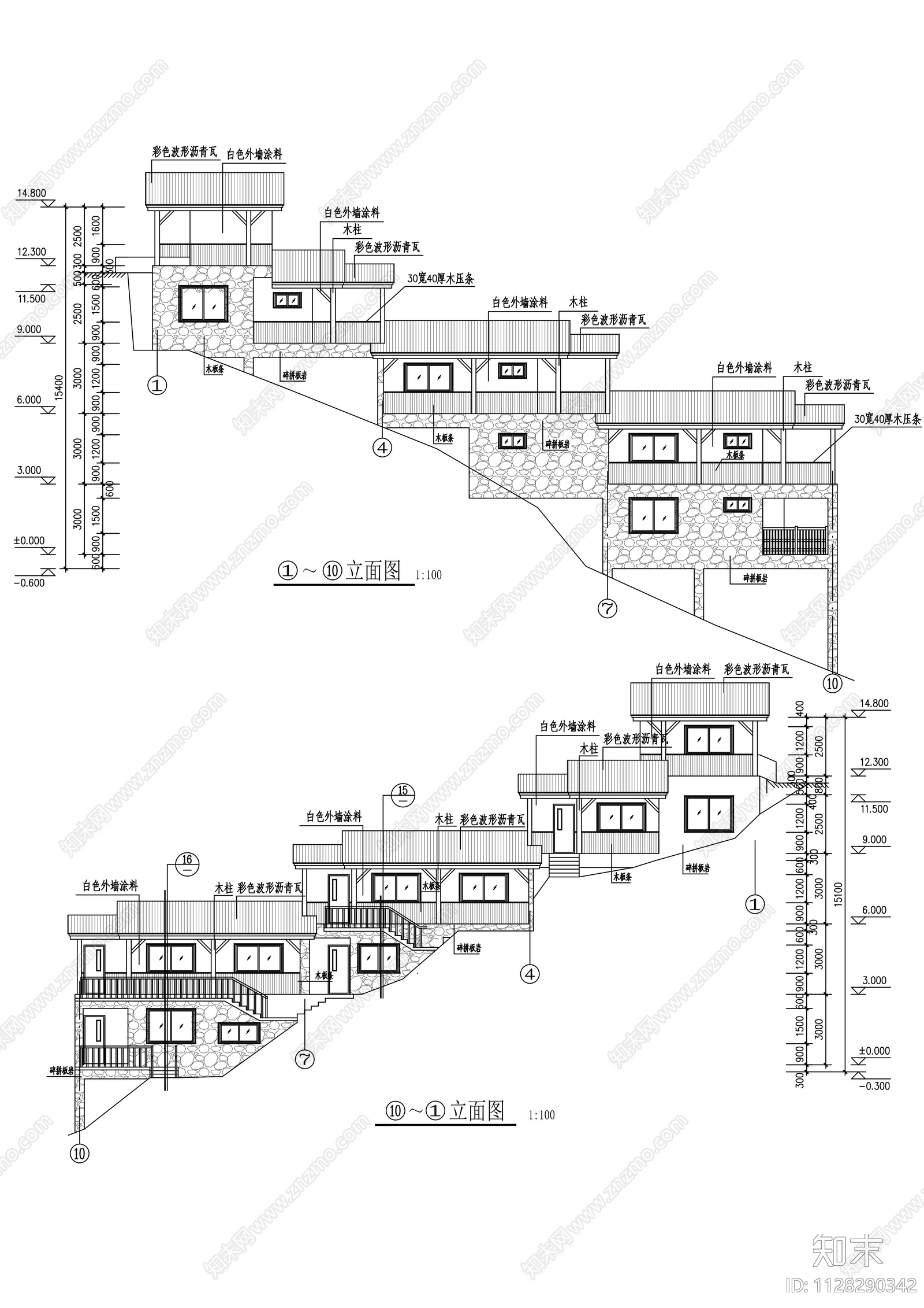 山地民宿木屋建筑施工图下载【ID:1128290342】