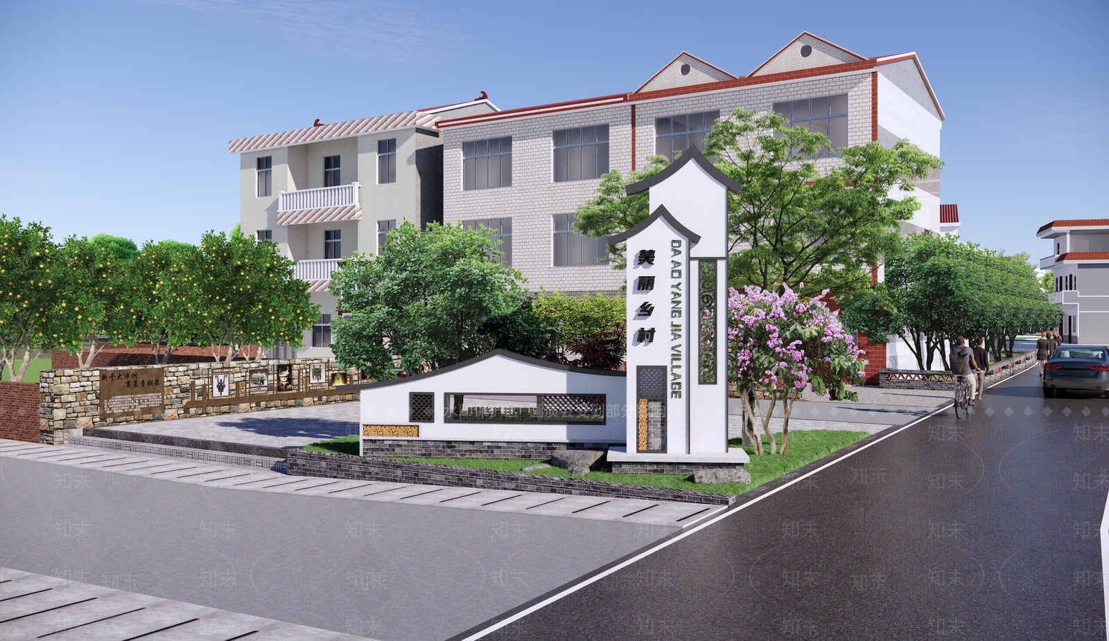 中式乡村入口节点SU模型下载【ID:1128290474】