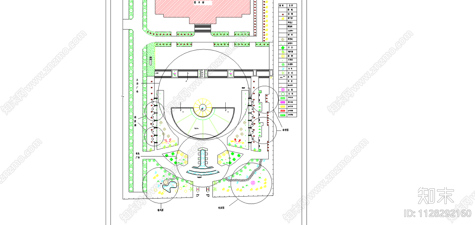 图书馆前广场绿化图纸cad施工图下载【ID:1128292160】