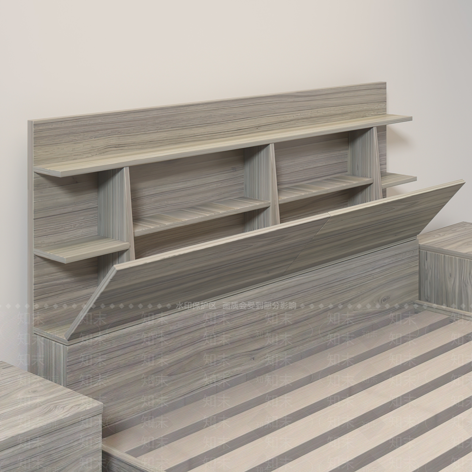 现代单人床3D模型下载【ID:1128292498】
