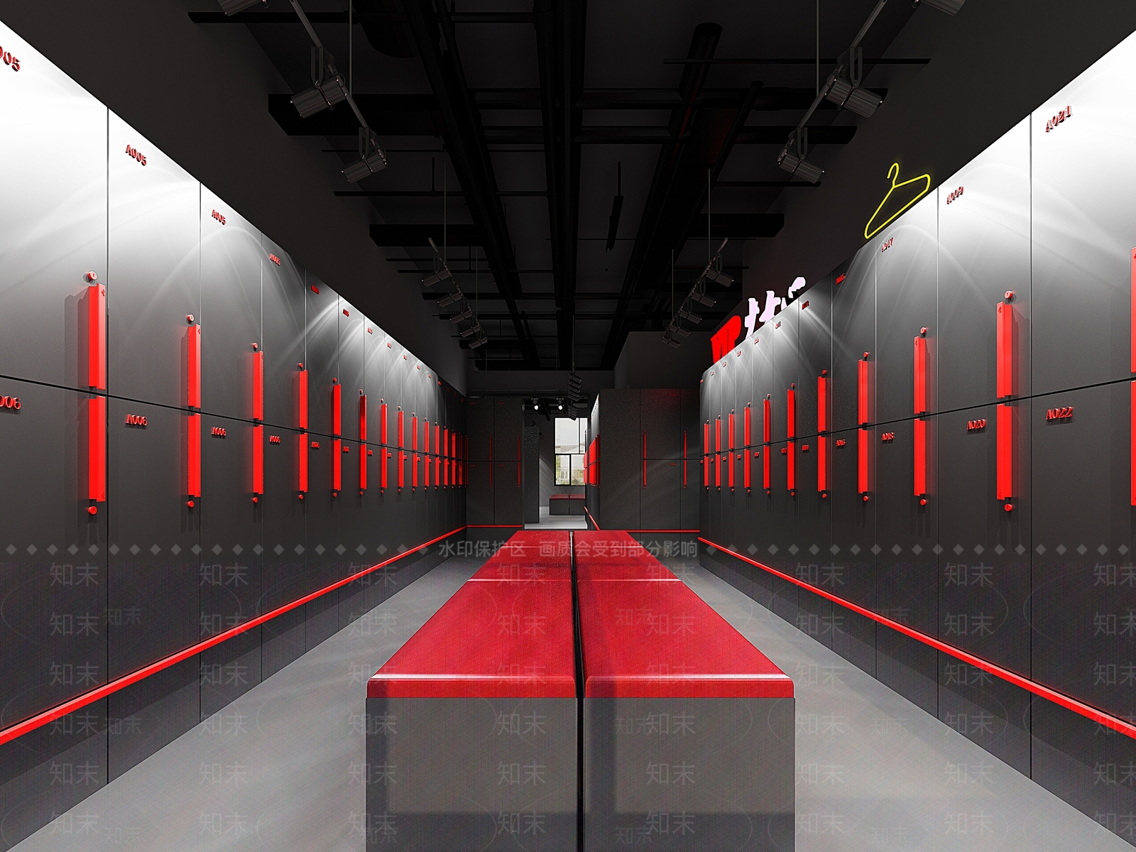 工业风健身房更衣室3D模型下载【ID:1128292504】