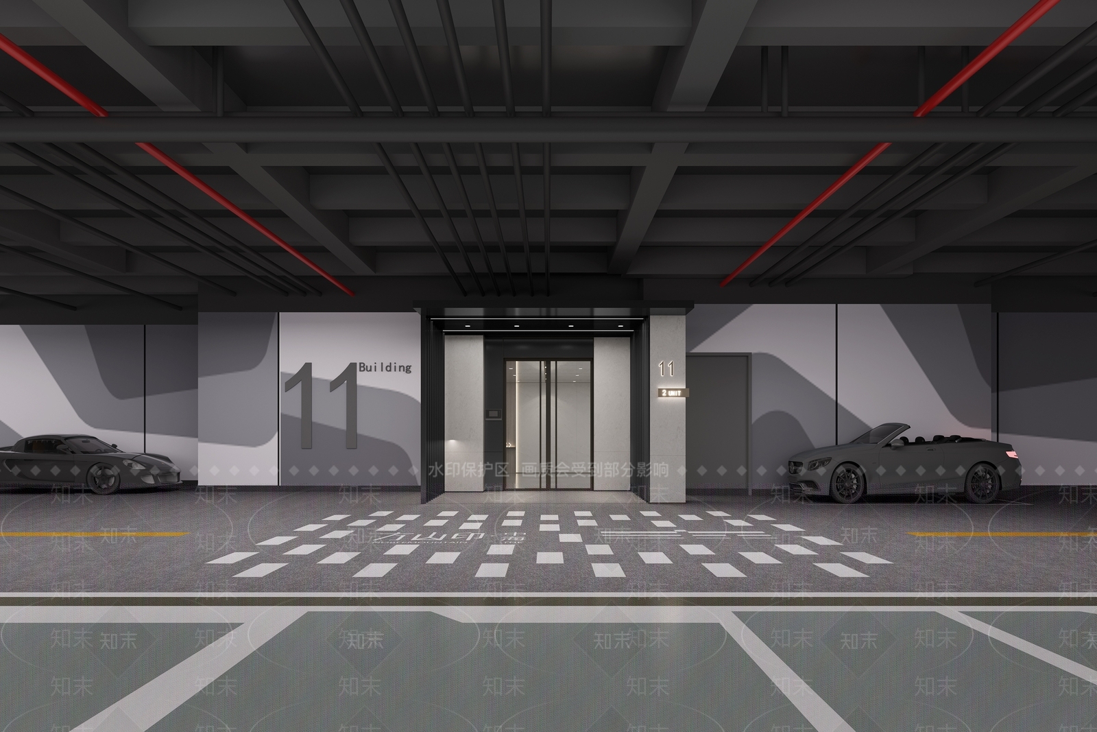 现代停车场3D模型下载【ID:1128292797】