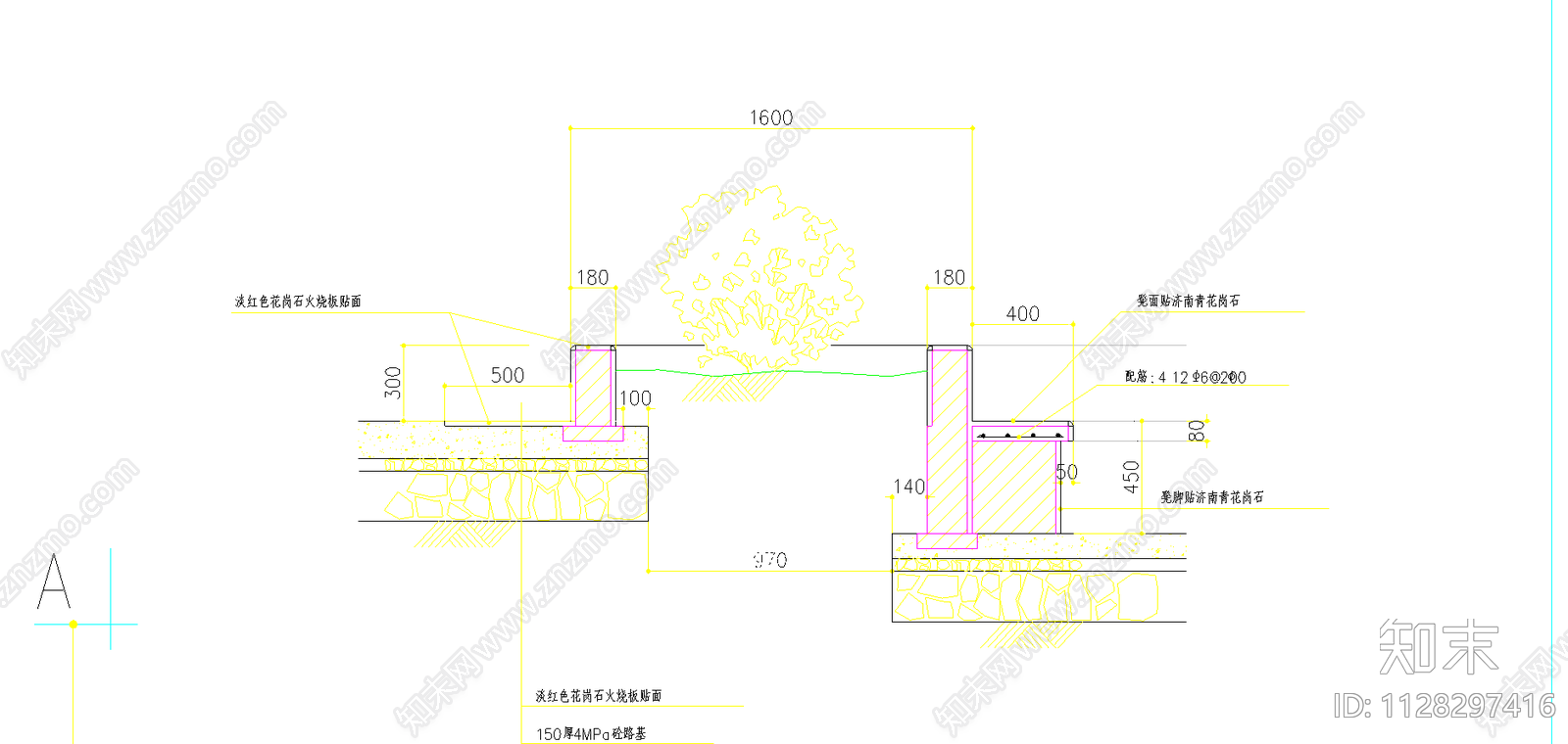 下沉式广场与跌水池平面图施工图下载【ID:1128297416】