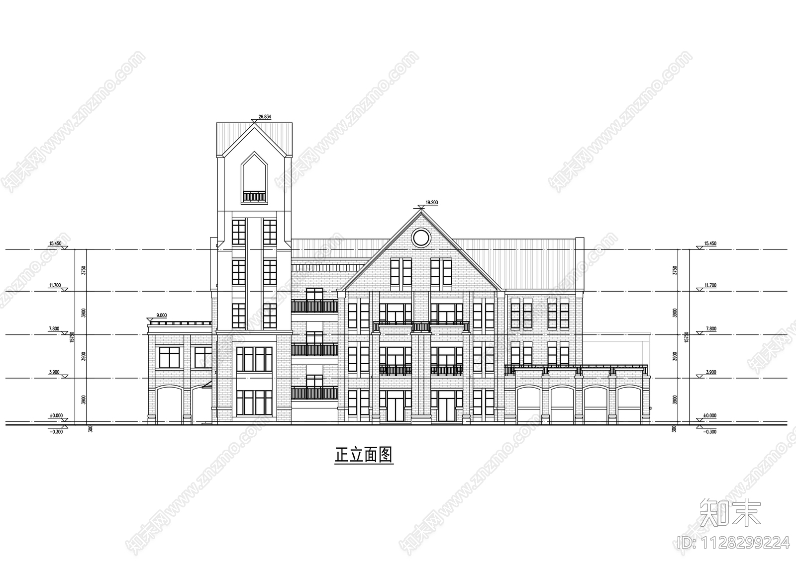 欧式幼儿园建筑施工图下载【ID:1128299224】