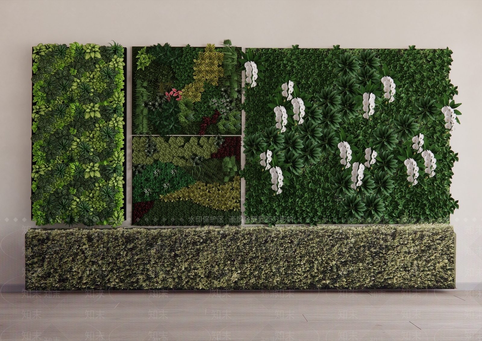 装饰植物墙SU模型下载【ID:1128302520】