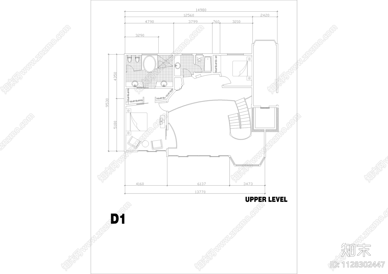 国外别墅规划设计图cad施工图下载【ID:1128302447】