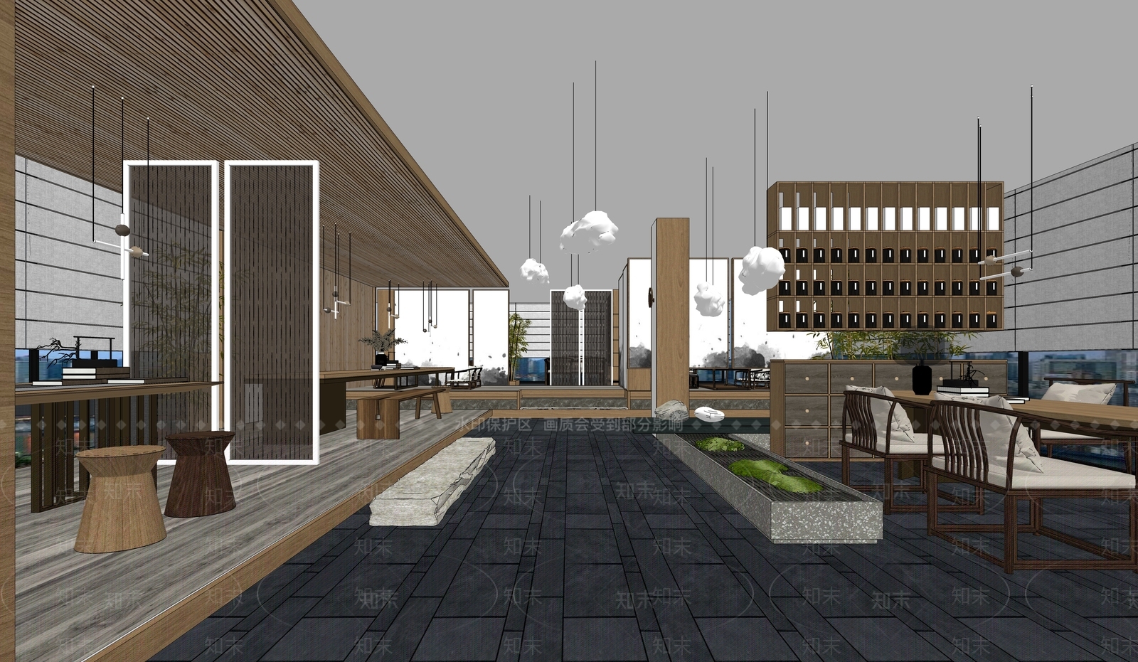 中式茶室SU模型下载【ID:1128305303】