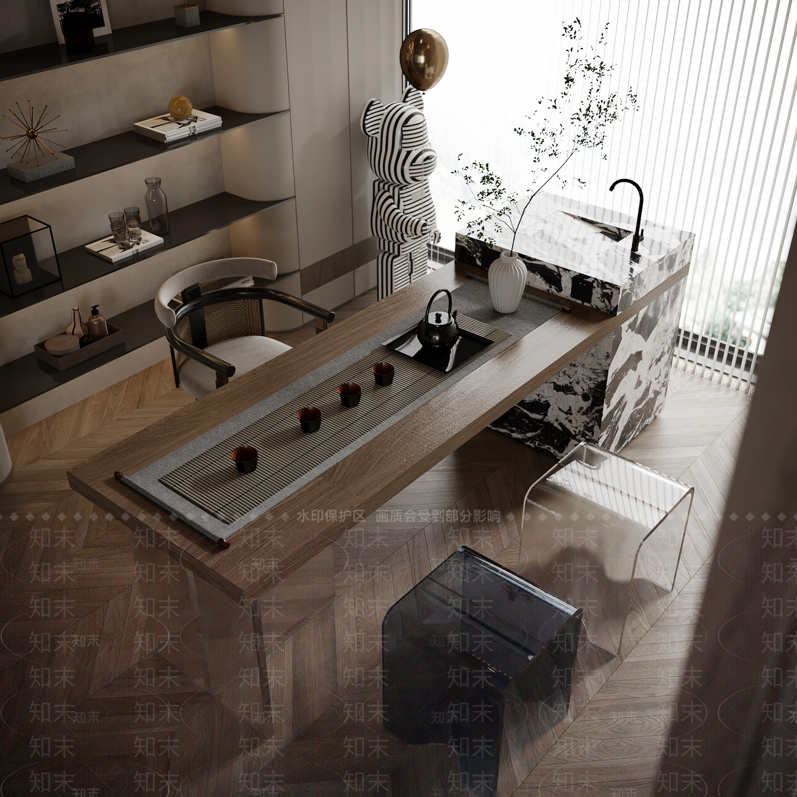 现代茶室3D模型下载【ID:1128623692】