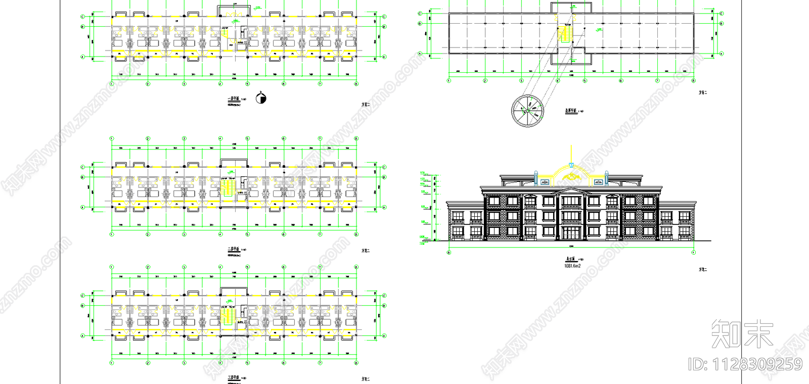 某酒店式公寓建筑cad施工图下载【ID:1128309259】