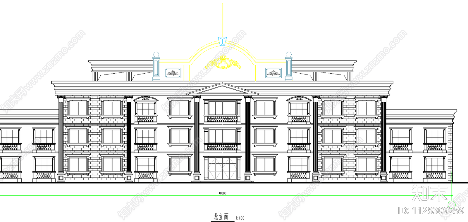 某酒店式公寓建筑cad施工图下载【ID:1128309259】