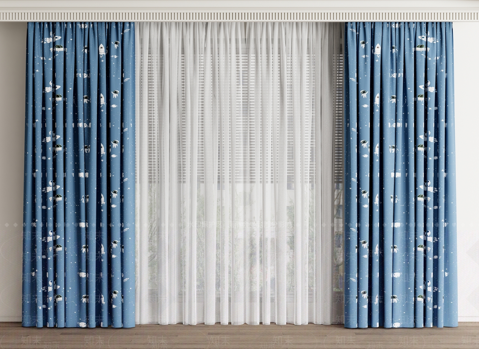 现代儿童房窗帘3D模型下载【ID:1128310285】