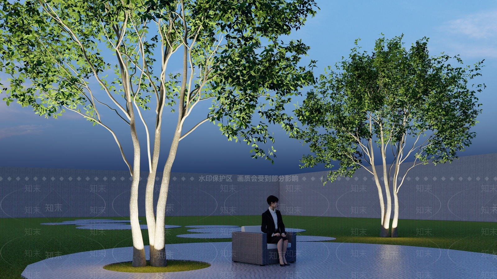 现代景观树SU模型下载【ID:1128337987】