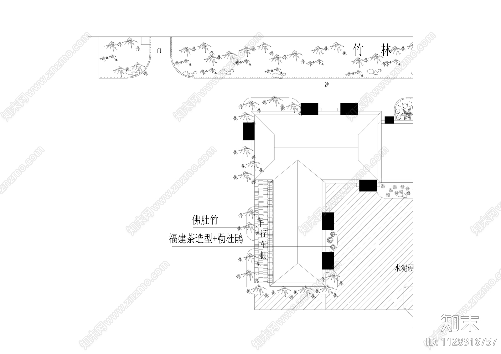 某修理厂绿化平面cad施工图下载【ID:1128316757】